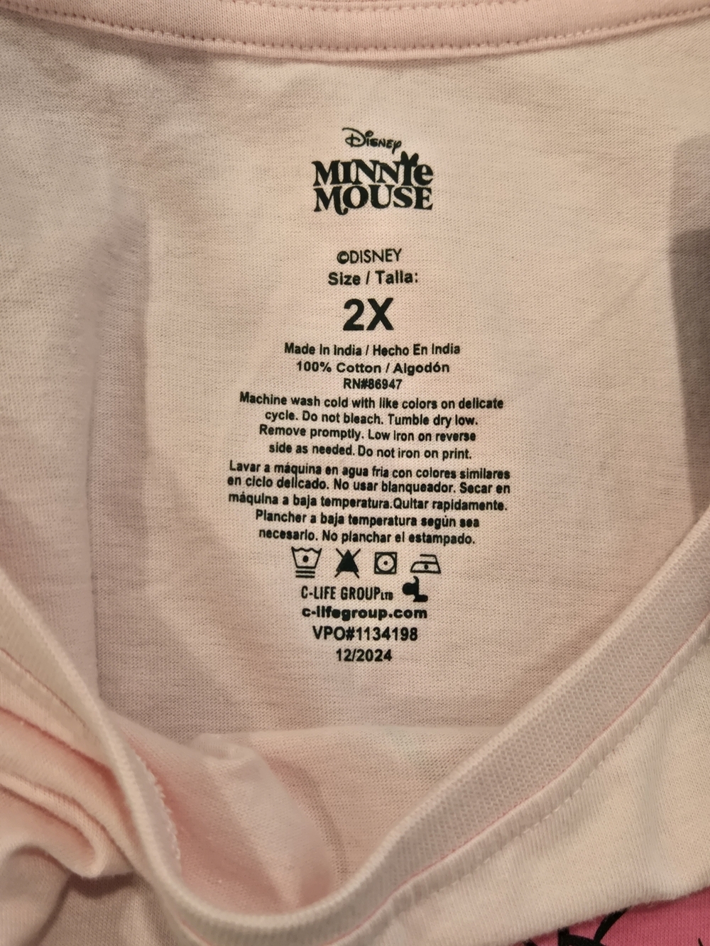 Disney Pink Minnie Mouse Short Sleeve Tee - Picture 3 of 3
